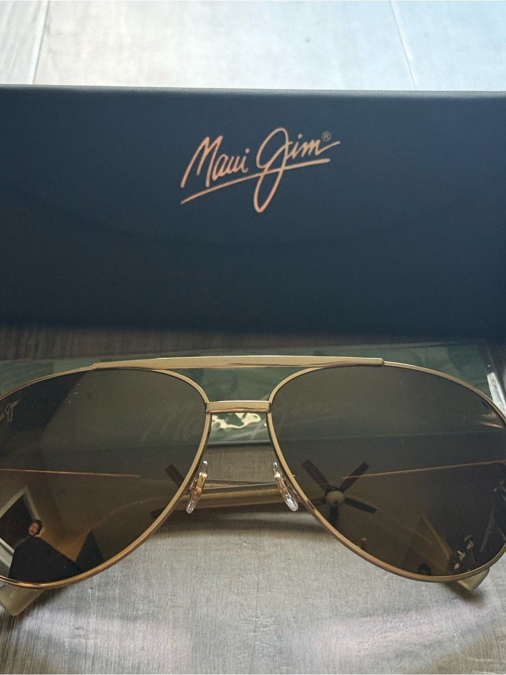 Maui Jim Gold Frame Sunglasses with Brown Lenses